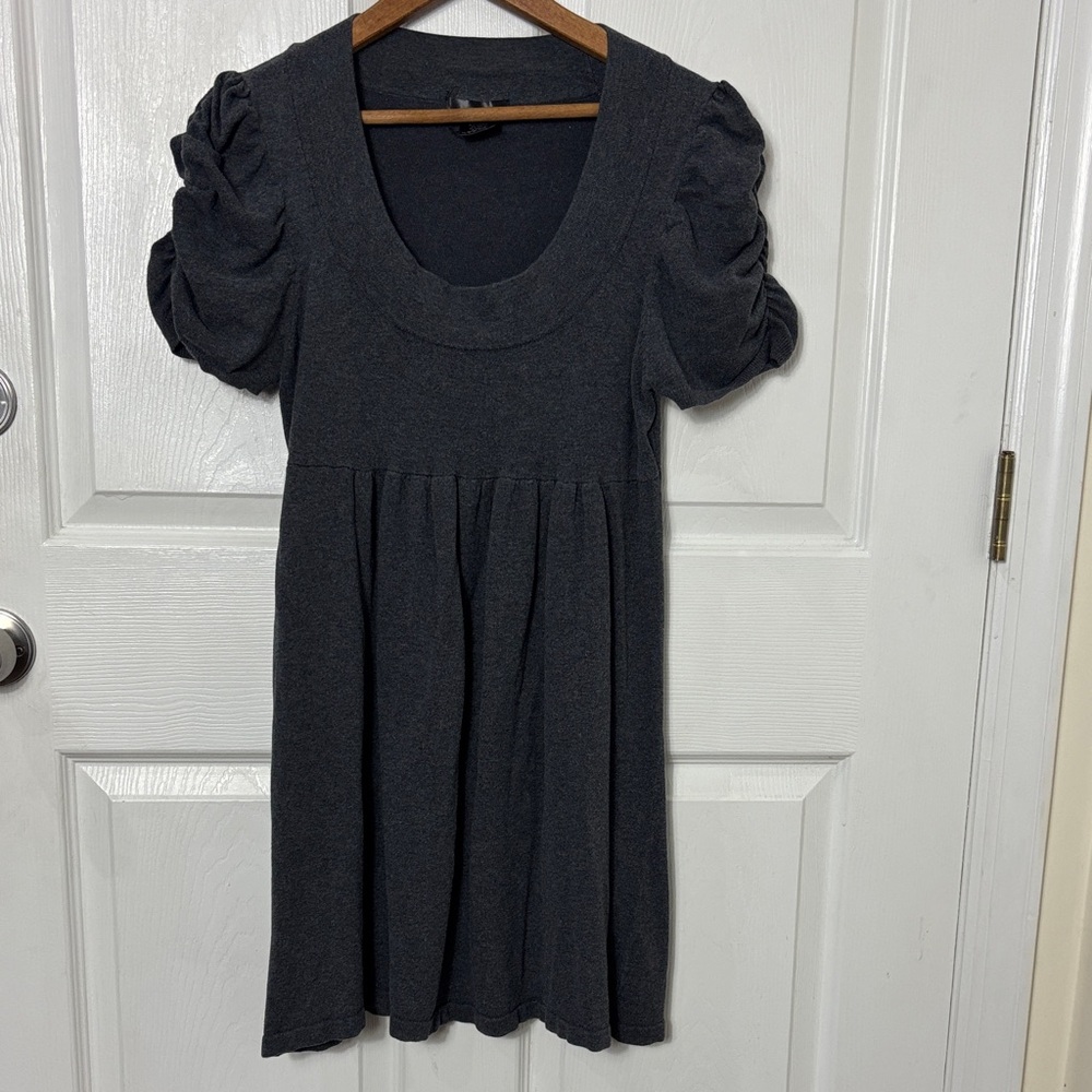 Y2K Gray Babydoll dress short sleeve cotton blend size Medium fairy grunge girly